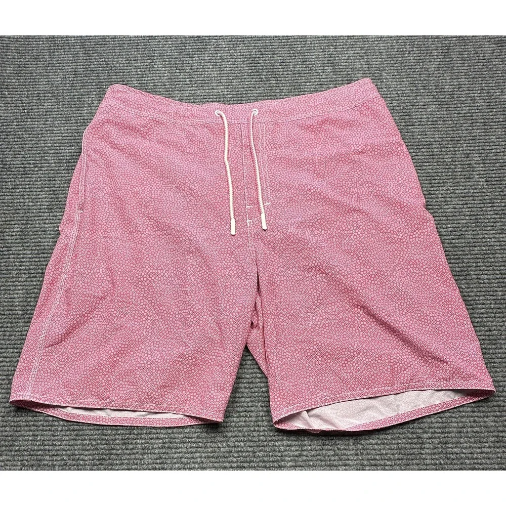 johnnie-O Swim Trunks Mens 2XL Pink Mesh Lined Drawstring Elastic 8in Inseam
